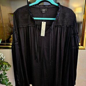 Black Ruffled tie neck blouse